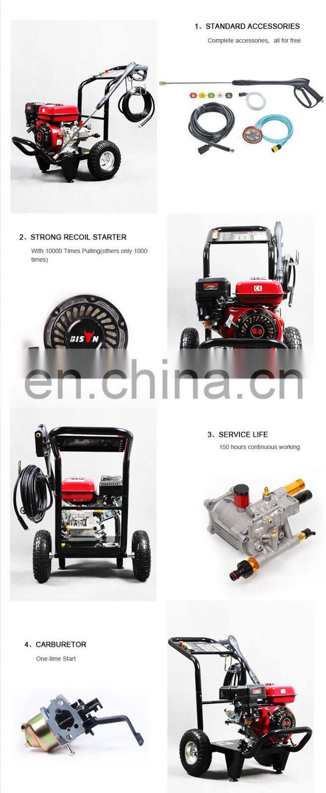 300Bar 13LPM 13HP Gasoline Engine Hydraulic Gas Pressure Washer with 4 Nozzles