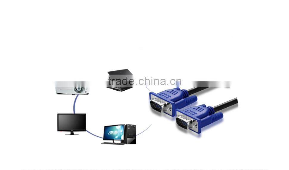 Color Blue VGA to VGA cable used for computer