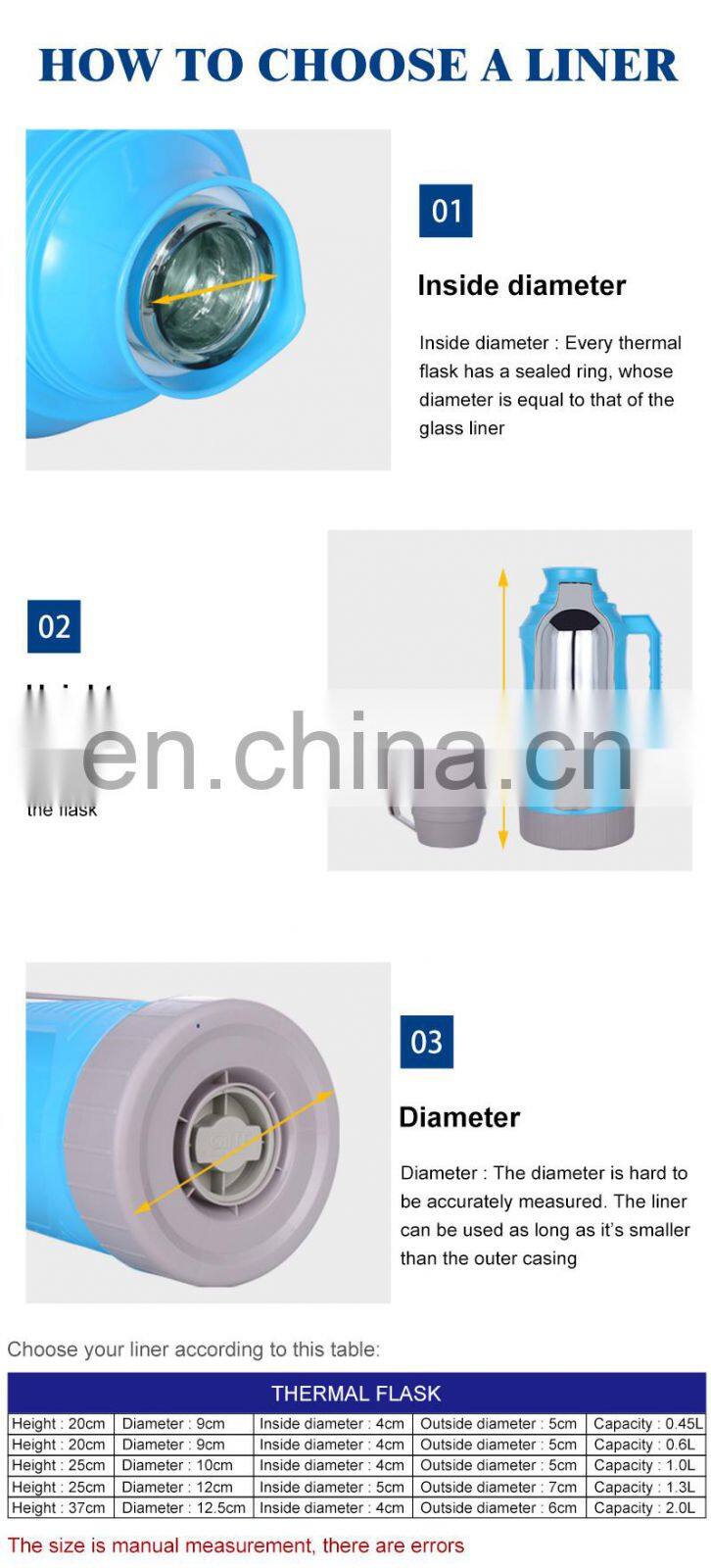 portable hiking gint double wall insulated vacuum flask glass bottle refill glass water bottle liner