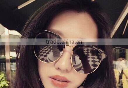 2016 round frame oversize cat eye reflective UV400 sunglasses