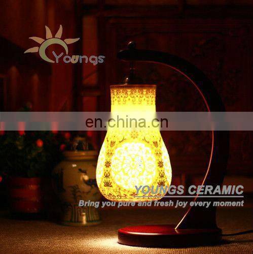 Antique Chinese Hand Hollow Out Blue Ceramic Desk Lamps