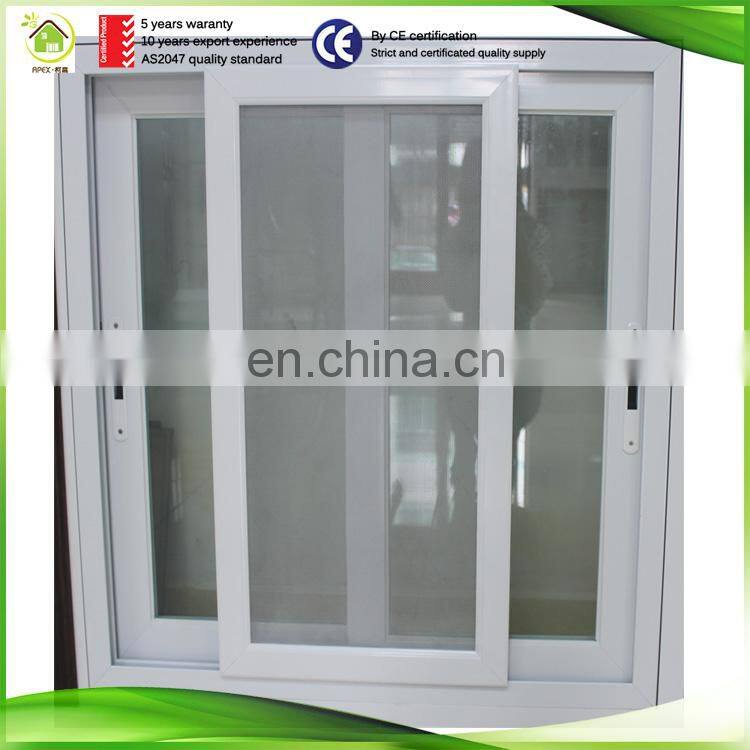 Apex building material sliding double glazed aluminum frame 3 track windows