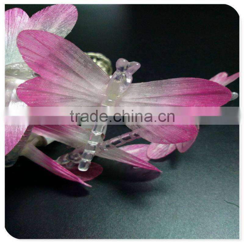 led fiber dragonfly battery powered christmas lights for christmas ornament, funny animal decoration