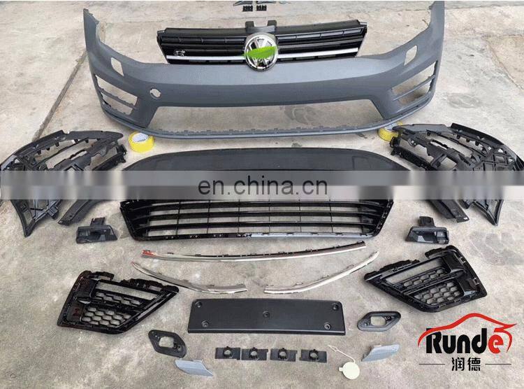 Runde ABS Material R Style Body kit Front Rear Bumper Side Skirt Grille For 12-17 Volkswagen Golf 7 And Golf 7.5 body kit