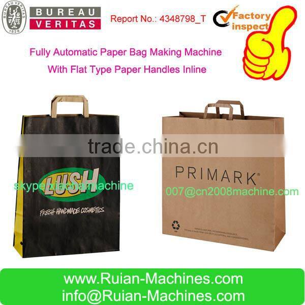 paper shopping bag making machine with flat type handles inline