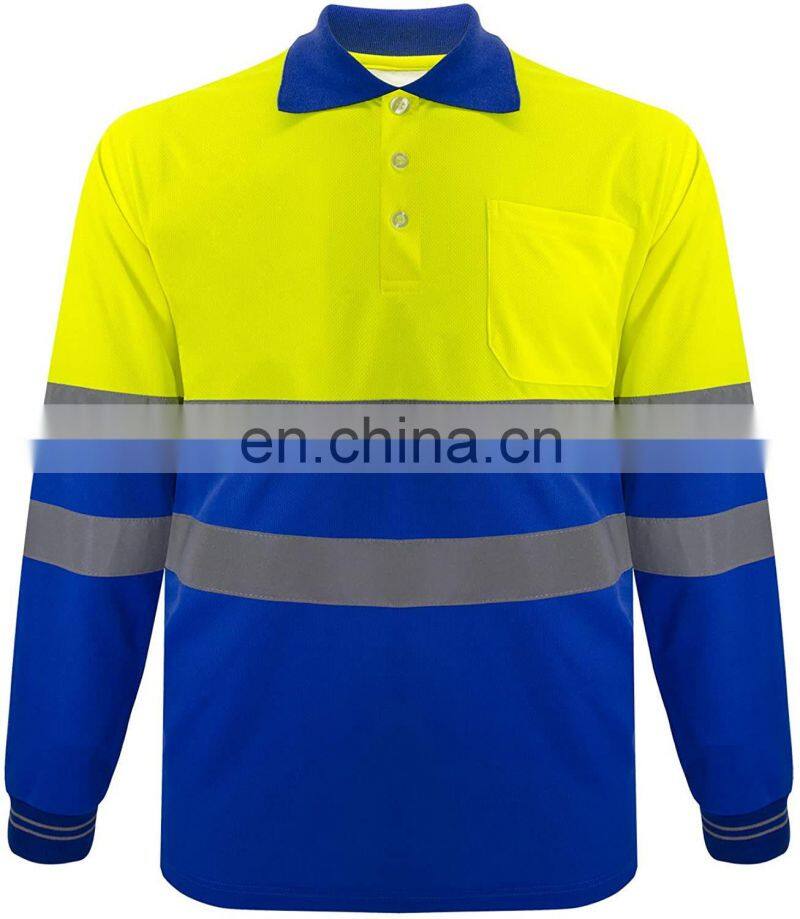 Custom design workwear Hi Vis Polo Shirts Working shirts long sleeve polo shirt