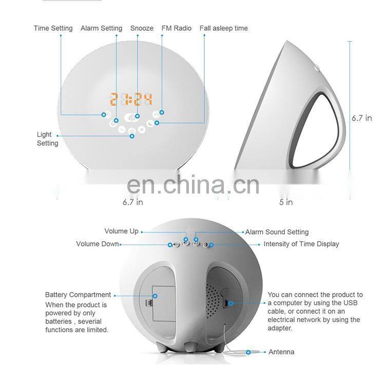 DB-Way Sunrise Wake-up Light Alarm Clock Colorful Dynamic Lighting Wireless BT Speaker