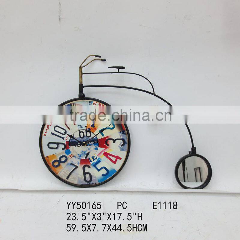bicycle shape metal clock for wall decoration, wholesale cheap clock, wall mounted clock