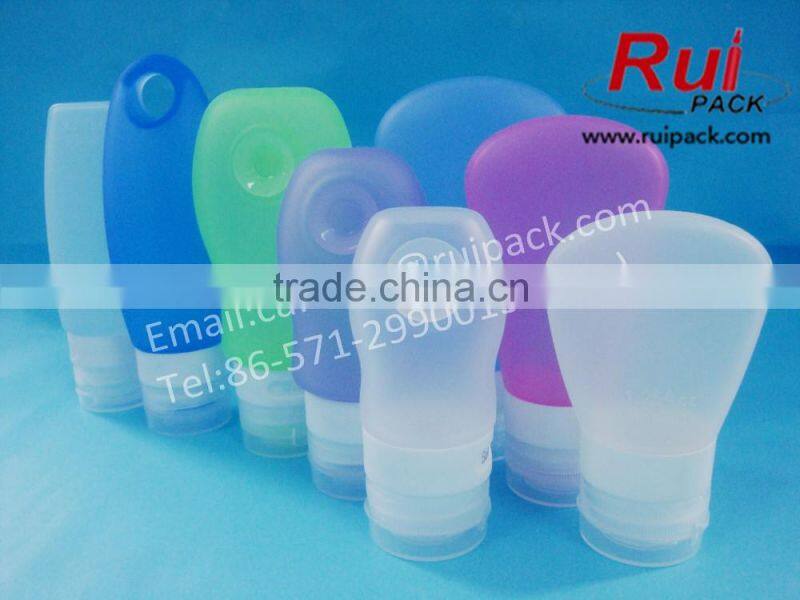 RUIPACK 98ml empty silicone bottle with hole, travel size silicone bottles / containers, hand washing liquid silicone gel tube