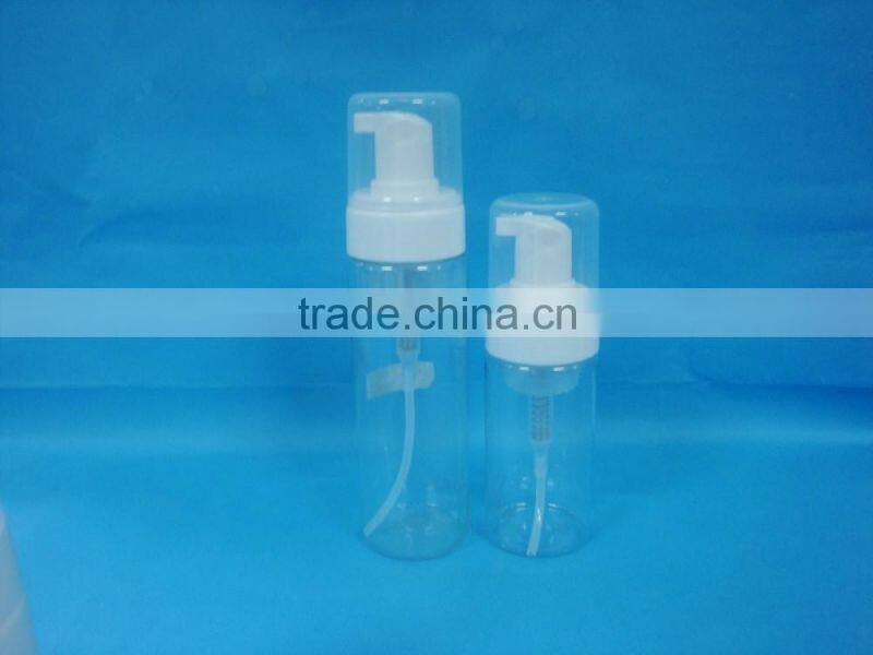 Round pink color empty PET foam bottle / Plastic bottle with foam pump 100ml 200ml foam pump