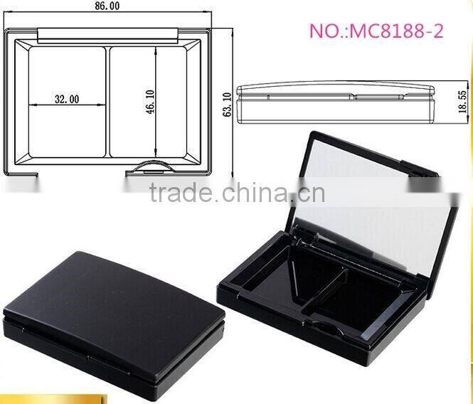 MC8188-2 matte black sqaure compact case with mirror