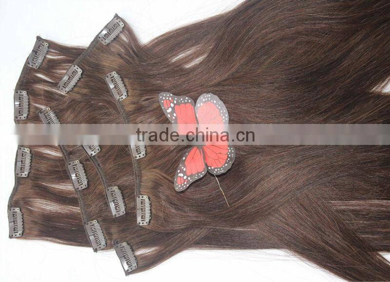 Colorful any color can be choosed 100% remy clip in human hair extensions