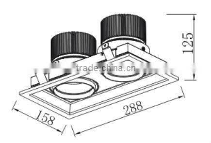 double LED COB square downlight