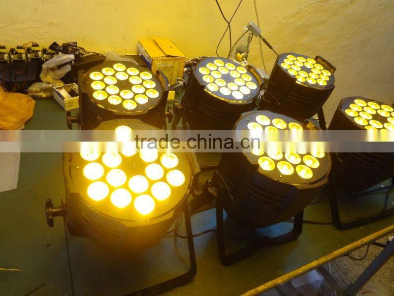 18pcs 15Watt Led Par Light RGBWA 5in1 Full color mixing stage led wall wash par light 5/9CH Disco led Par56/64 can lighting good