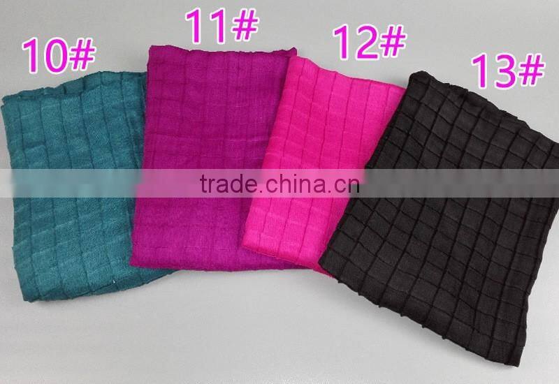 2016 Newest Check Pattern Embossed Plain Viscose Women Scarf