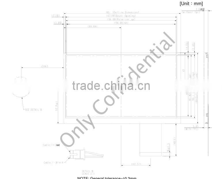 7 inch the Contrast Ratio is 500 with RGB interface tft lcd module