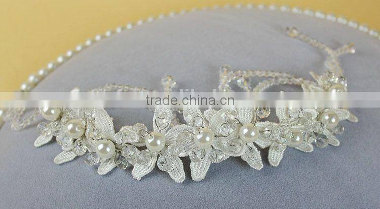 Women Wedding Party Hair Accessory Gold Headband Side Wave Metal Chain Headpiece Fashion Faux Pearl Beads Hair Jewelry Festival