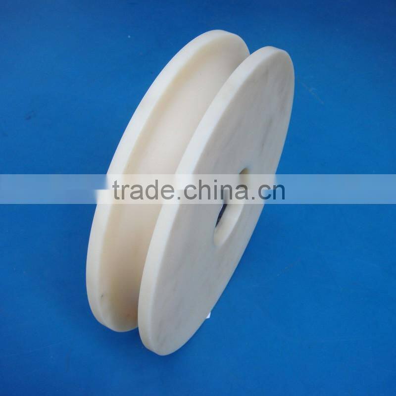 Widely use mechanical parts customized size sliding CNC machining plastic nylon double groove v pulley