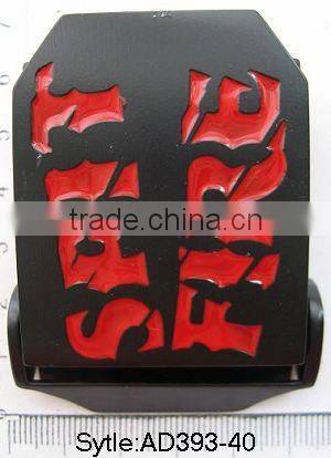 Oversea business style gun metal metal name plate belt buckles