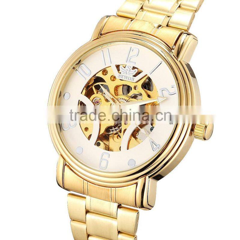 Luxury gold-tone automatic mechanical skeleton watches Male's skeleton watches