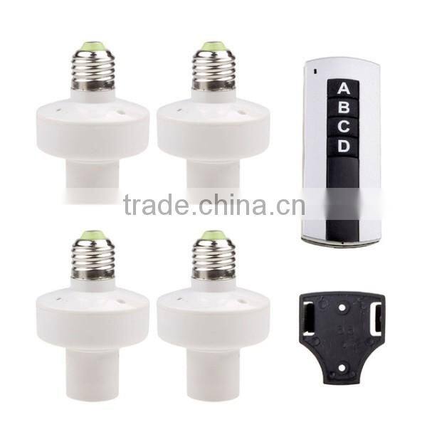 E27 Screw Wireless Remote Control Light Lamp Bulb Holder 4 Cap Socket Switch