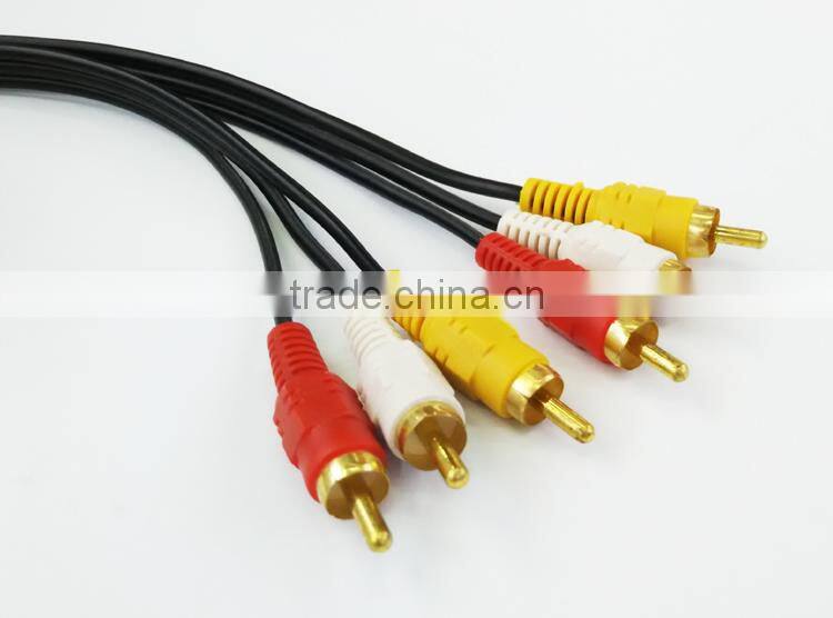 High quality 3RCA to 3RCA VICEO&AUDIO M/M cable for computer/TV/DVD player/soundbox