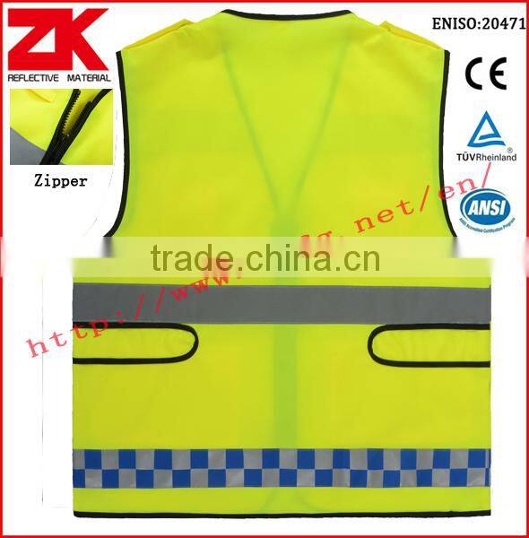 100% polyester high visibility reflective running vest with EN20471 and ANSI/ISEA