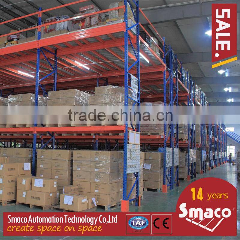 Functional mezzanine floor shelf rack