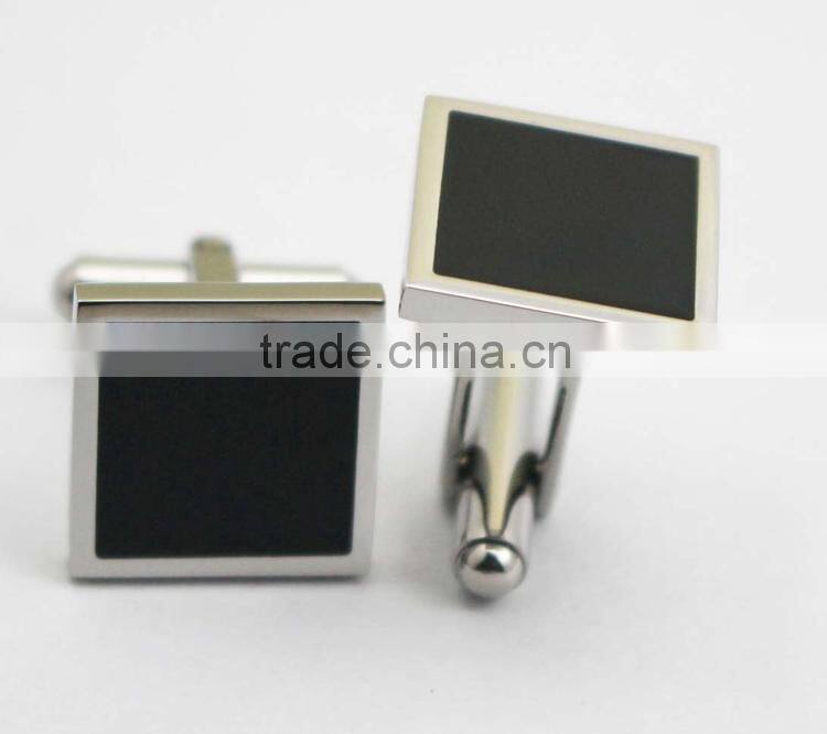 316L stainless steel square Black enamel cufflinks for men