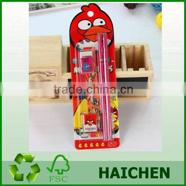 kids stationery set with eraser/pencil in blister card