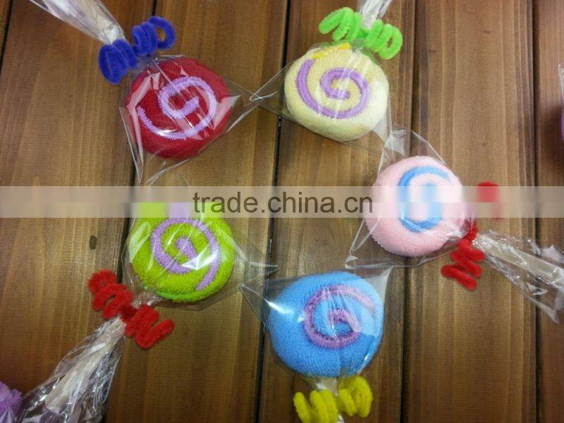 cheap bulk christmas gifts sweet cotton promotional lollipop shape towel cake