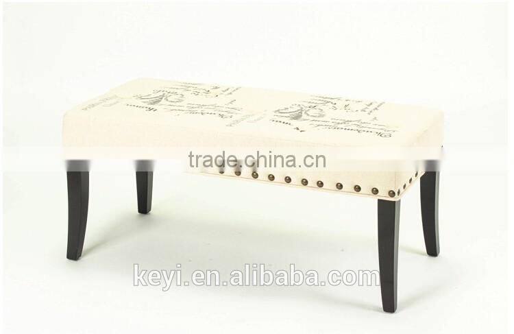 Solid Wood Style Home Furniture Fabric Foot Stool / wooden Shoe stool bench (KY-3038)
