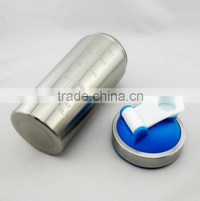 2016 New Design Stainless Steel Shaker Sport Cup Protein Powder Shaker