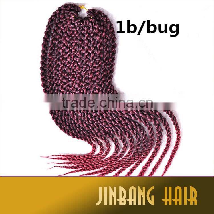 High quality 3D 4 strands 24inch 120g a pack synthetic hair twist bug color cubic braid