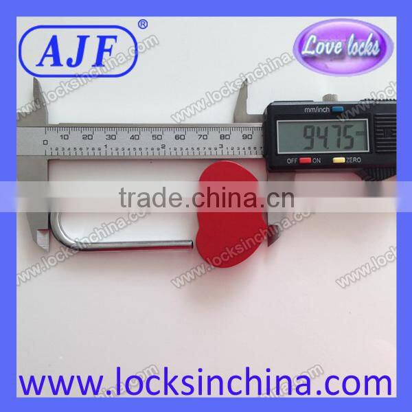 AJF new arrival only manufacturer long hook aluminium different color double heart padlock