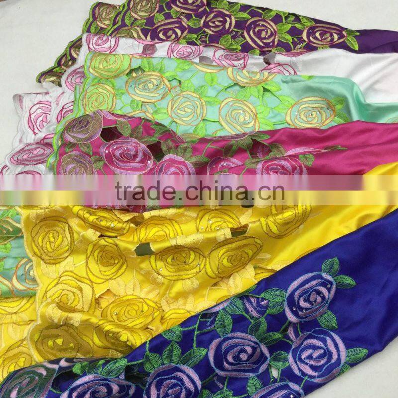 Royal bule formal dress patterns lace African styles dress making silk lace fabric for sale