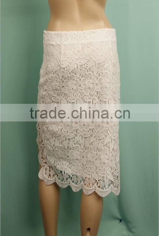 2016 S/S short fancy designs ladies unique white lace long skirts