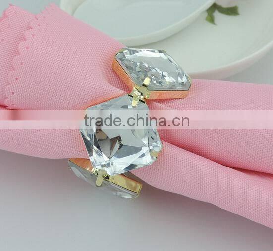 wholesale square shape crystal wedding napkin ring