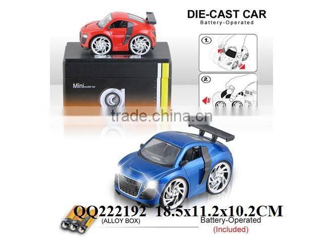 1:28 Hand-Driven Reaction Metal toy car with light &music