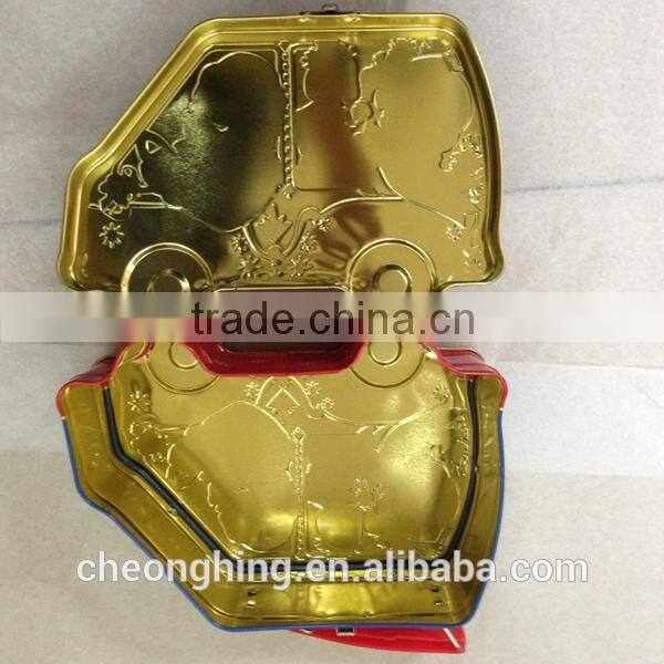 car shape tin box with handle