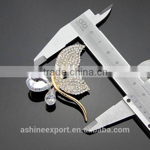 Exqusite elegant bulk crystal butterfly wing brooch/handmade crystal rhinestone brooch