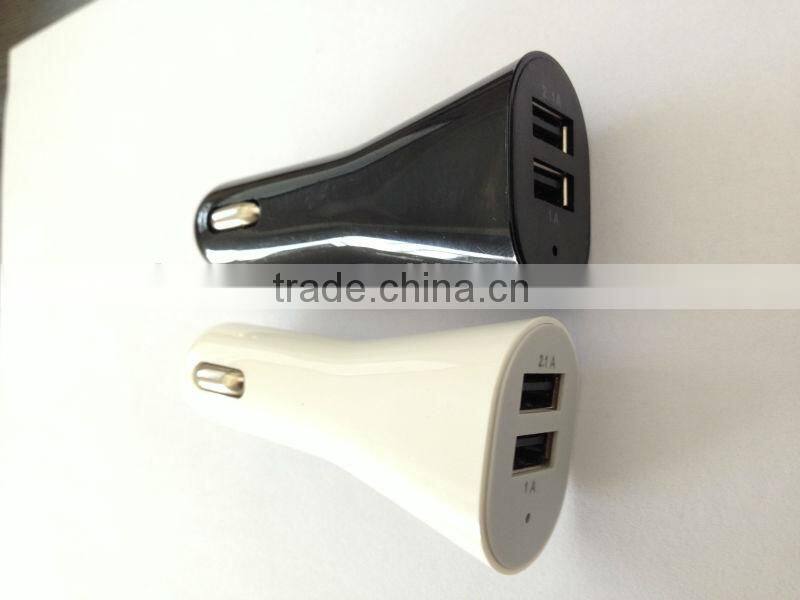 2.1A Dual USB Bullet Car Charger For Iphone / Samsung Galaxy
