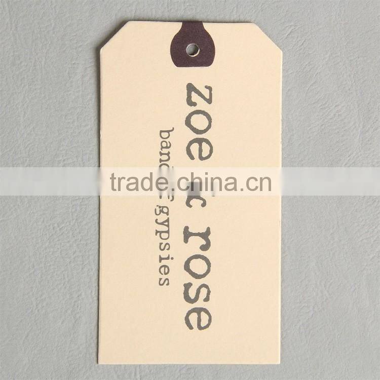 iridescent paper hang tag with logo silk printing for t-shirt