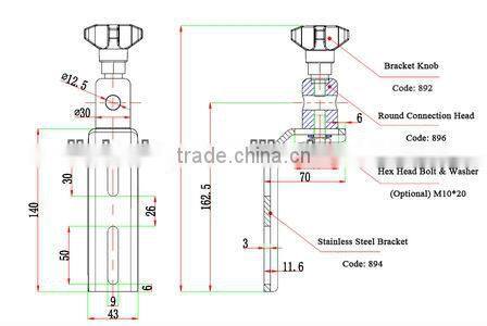 stainless steel adjustable baluster bracket