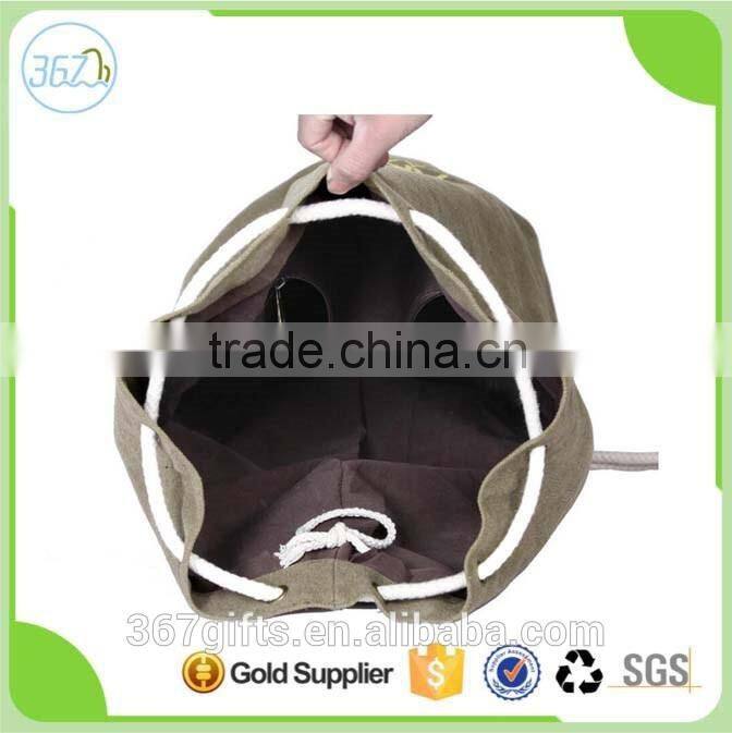 New arrival Korean style canvas round barrel shape baskaetball backpack travel bag