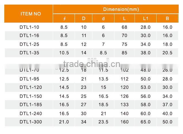 Power cable lug terminal Cable Lug DTL1 series