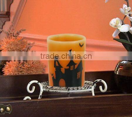 Artificial decal led wax candle with pattern for home, party decor