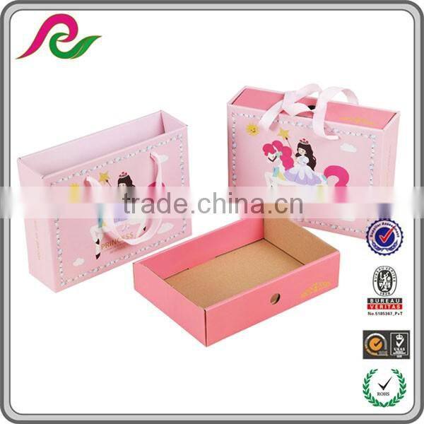 Stronger pink corrugated gift drawer box with handle