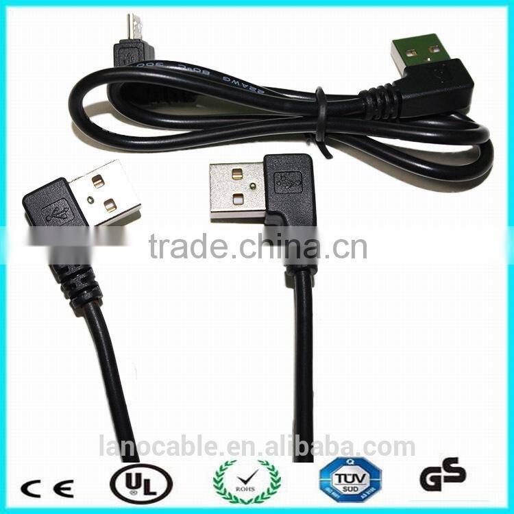 Custom right angle 24awg 2c usb charging cable