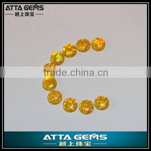cabochon cut opal-K54 yellow color round created opal